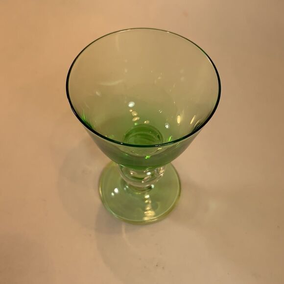 Green Clear Blown Glass Bar Accessories Cocktails Vintage 3 1/4 Inches Tall EUC - Picture 2 of 4